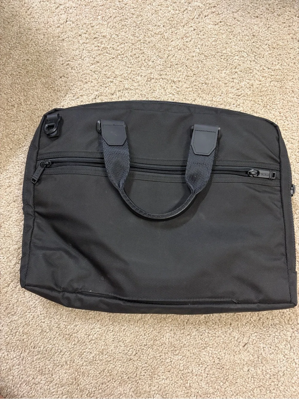 Tumi Black Nylon Laptop Briefcase with Leather Accents